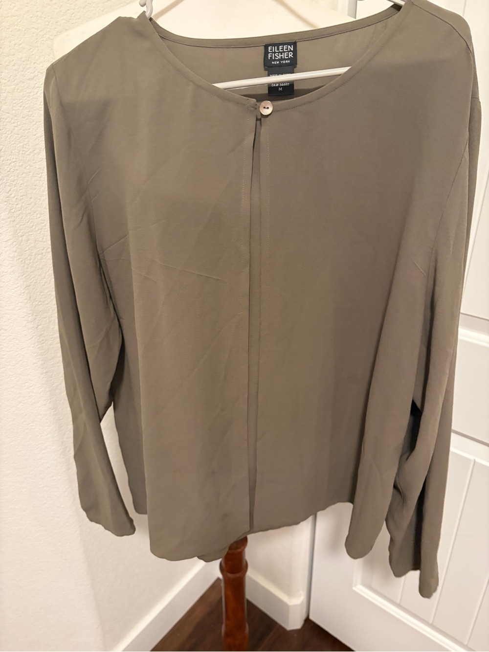 Eileen Fisher Olive Lightweight Single-Button Jacket